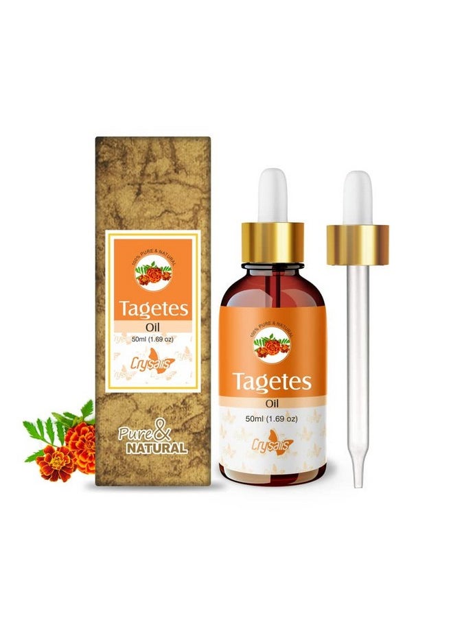 كريساليس زيت Crysalis Tagetes (Tagetes Erecta) | زيت عطري عضوي نقي وطبيعي 100% غير مخفف، قياسي/يعالج حالات الجلد، ويزيل العرق ويزيل رائحة الجسم الكريهة - 50 مل مع قطارة  - Image 1