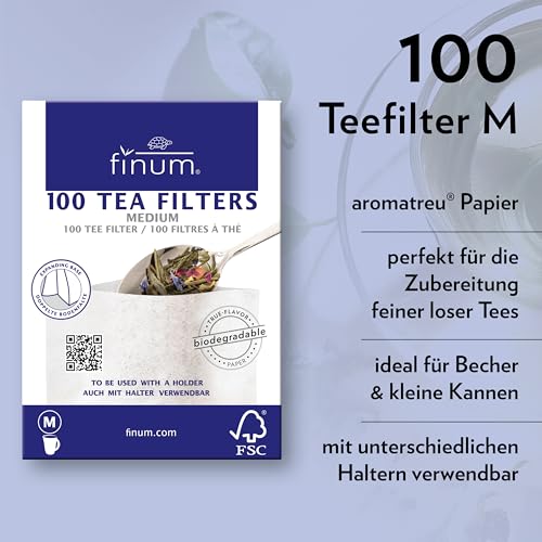Finum Disposable Paper Tea Filter Bags for Loose Tea, White, Medium, 100 Count - Image 2