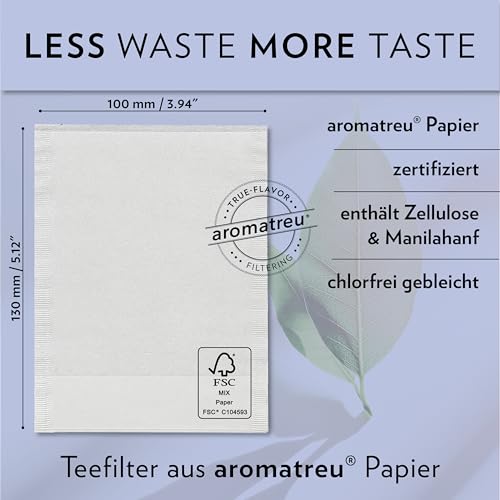Finum Disposable Paper Tea Filter Bags for Loose Tea, White, Medium, 100 Count - Image 3