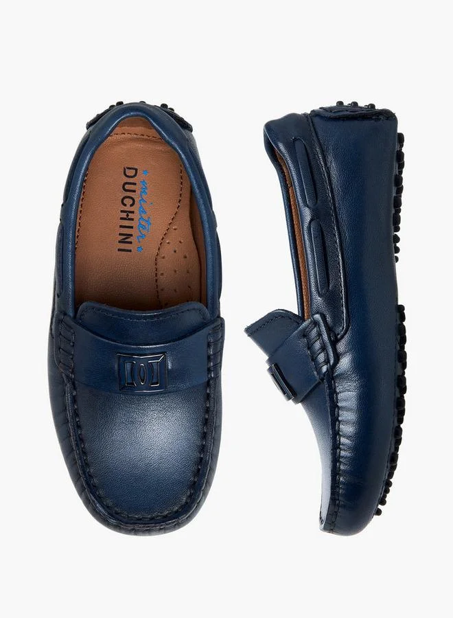 Mister Duchini Boys Leather Slip-On Moccasins