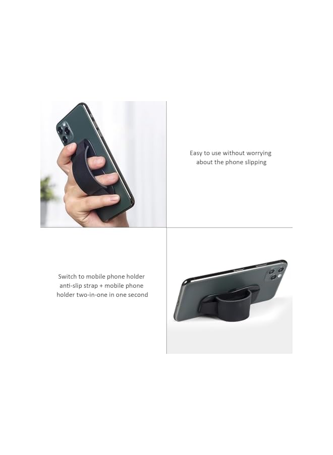 S-TOP Mobile Phone Finger Holder, Leather Ergonomic Mobile Phone Finger Holder Set of Two Flexible and Foldable Premium Mobile Phone Grip for Back Smartphone Holder - Image 3