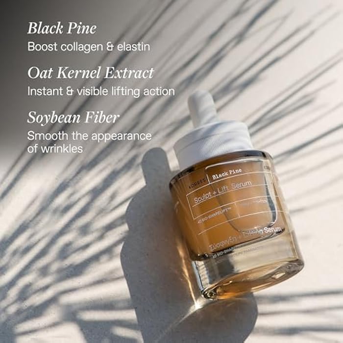 Korres Black Pine Sculpt & Lift Face Serum, Daily Facial Serum for Women & Men, Tightening & Hydrating for Fine Lines & Wrinkles, Supports Collagen & Elastin, 1.01 fl oz, Stocking Stuffer - Image 3