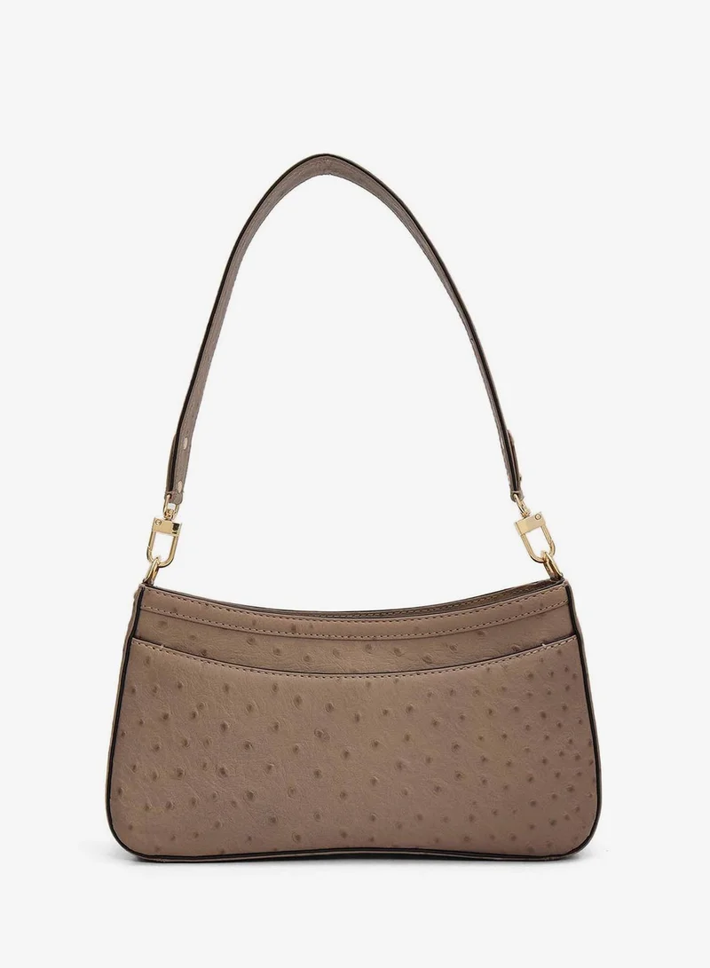 Da Milano Slate Small Ostrich Leather Baguette - Slate for Women | Best Price UAE