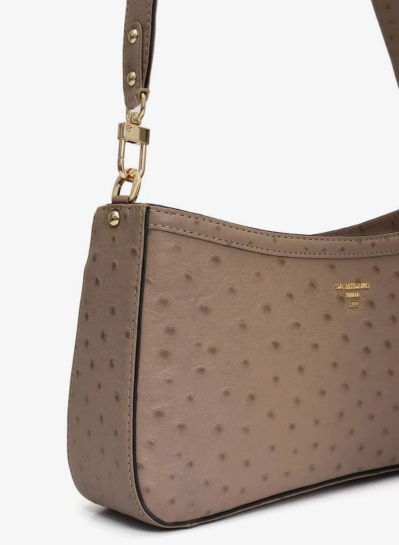 Da Milano Slate Small Ostrich Leather Baguette - Slate for Women | Best Price UAE