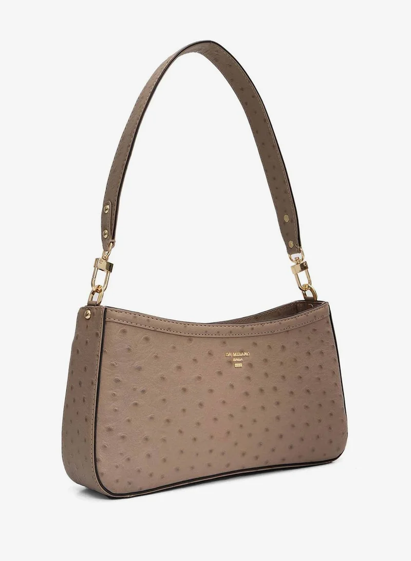 Da Milano Small Ostrich Leather Baguette - Slate