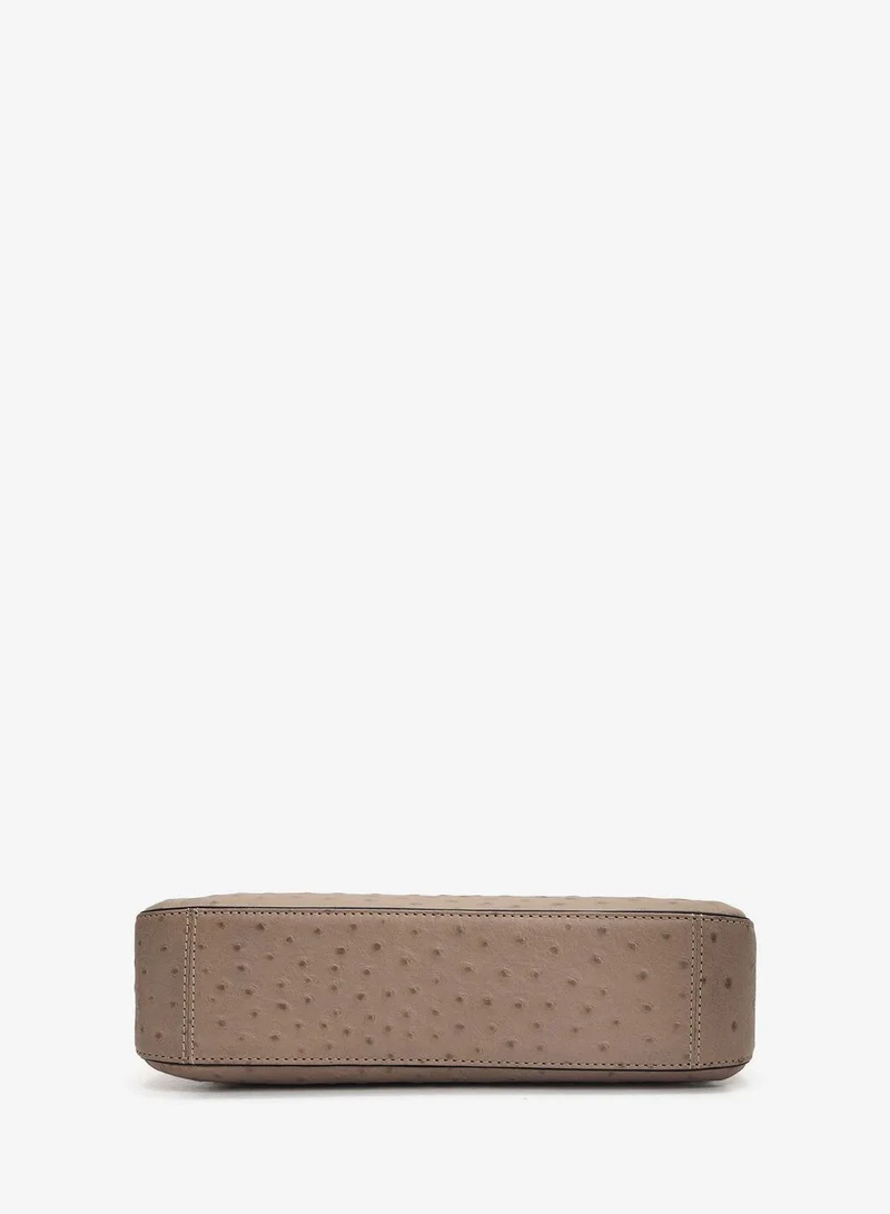 Da Milano Slate Small Ostrich Leather Baguette - Slate for Women | Best Price UAE