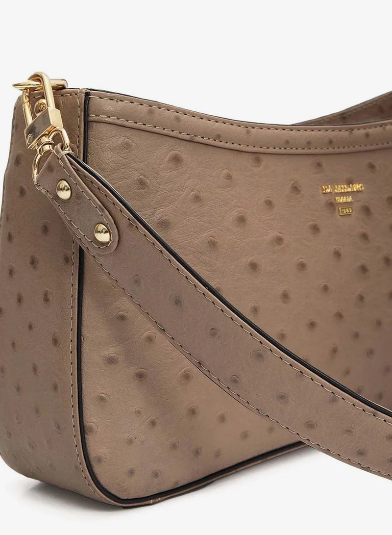 Da Milano Slate Small Ostrich Leather Baguette - Slate for Women | Best Price UAE