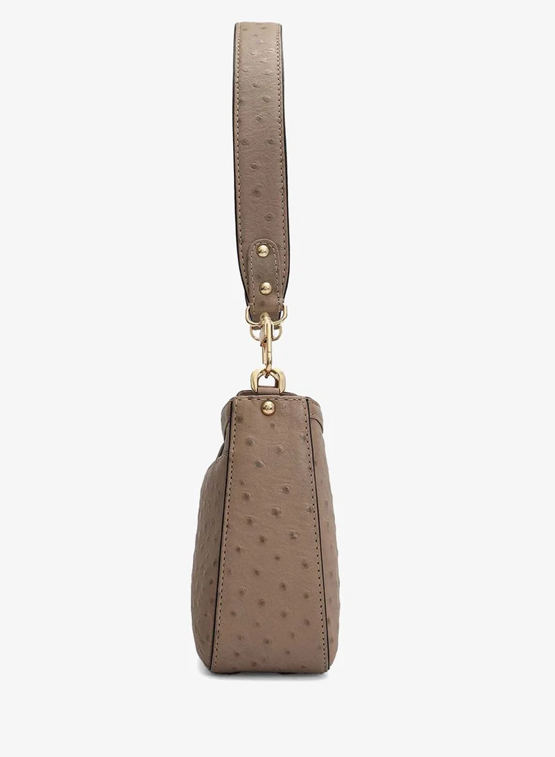 Da Milano Slate Small Ostrich Leather Baguette - Slate for Women | Best Price UAE