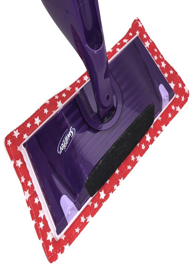 Xanitize Reusable Wet Mop Pads for Swiffer Wet Jet, Washable Cotton Eco-Friendly Refill Replacement Mop Pads for Wet Floor Mopping (Red White & Blue Stars) 4-pack - Image 3