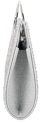 DEXMAY DM Dexmay Rhinestone Clutch Handbag with Crystal Handle for Wedding Party Elegant Clutch Purse for Women AB Silver - Image 4