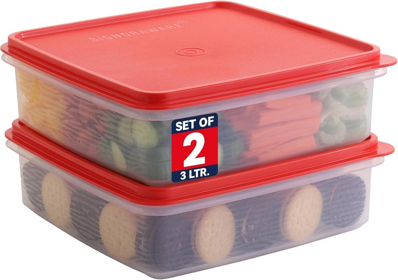 Signoraware Plastic Storage Containers with Lids – 2-Pack 3L Cupcake Carrier – Leakproof Cookie Storage Containers Airtight – BPA-Free Plastic Containers with Lids for Food Storage, Meal Prep, Leftovers, Cupcakes - Image 1