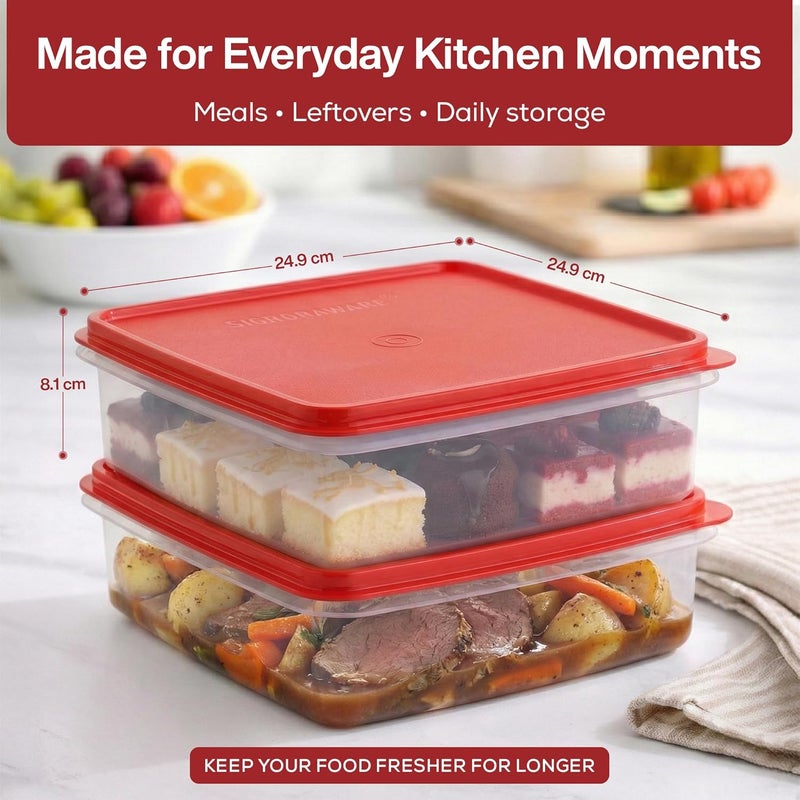 Signoraware Plastic Storage Containers with Lids – 2-Pack 3L Cupcake Carrier – Leakproof Cookie Storage Containers Airtight – BPA-Free Plastic Containers with Lids for Food Storage, Meal Prep, Leftovers, Cupcakes - Image 2