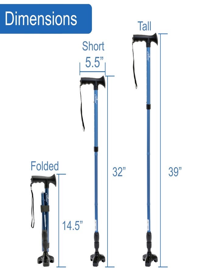 iLiving Walking Cane for Men and Women Foldable, Adjustable, and Free-Standing with Pivot Tip, Heavy-Duty Design Support up to 300 Pounds, Blue - Image 4