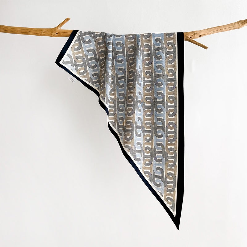 Retro Striped Triangle Silk Scarf for Women - High-End Autumn Fashion Accessory
