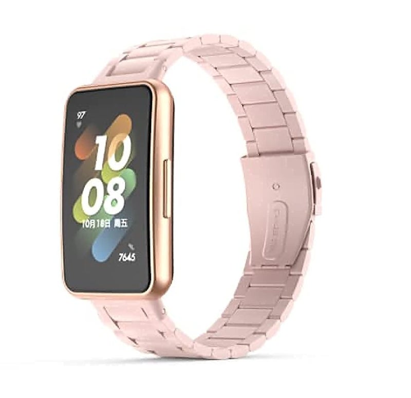 Dado Stainless Steel 3-Beads Adjustable Strap Compatible with Huawei Band 7 – Durable Replacement Metal Watch Band - Image 1