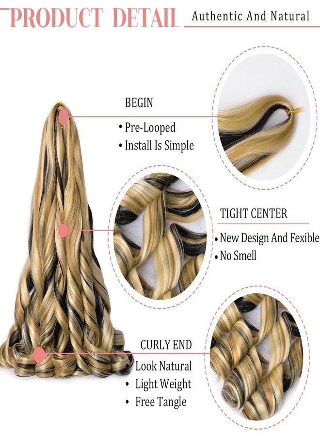 Luoyudu French Curl Braiding Hair 24 Inch 8 Packs Pre Stretched Bouncy Braiding Hair Loose Wavy Synthetic Crochet Hair for Black Women (24 Inch 8 Packs, P1B/27/613) - Image 3