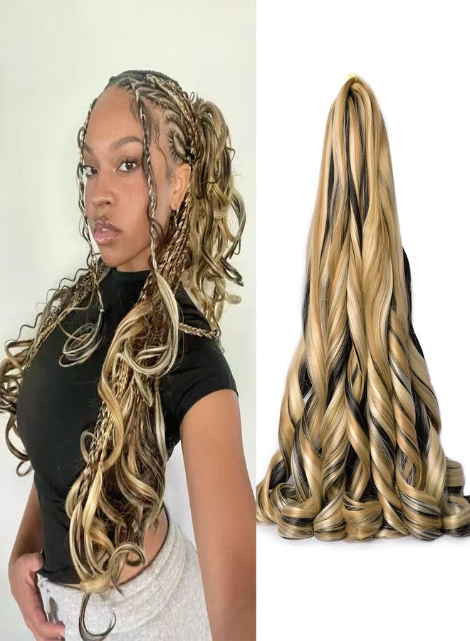 Luoyudu French Curl Braiding Hair 24 Inch 8 Packs Pre Stretched Bouncy Braiding Hair Loose Wavy Synthetic Crochet Hair for Black Women (24 Inch 8 Packs, P1B/27/613) - Image 1