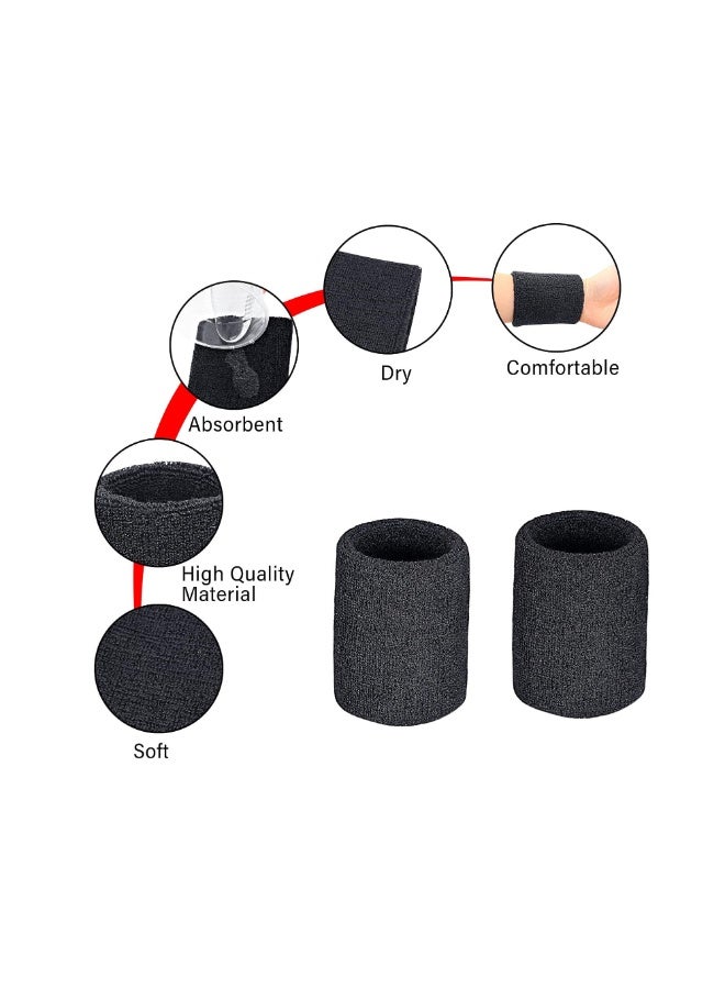 Sports Bands Set, Sweat-Resistant Wristbands, Moisture-Wicking Terry Cloth for Workout, Black - Image 3