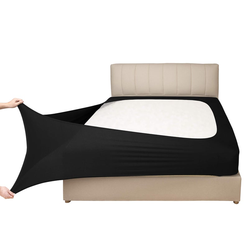 Mrs Awesome Mrs Awesome Stretch Jersey Box Spring Cover Wrap Around Bed Skirt Alternative Ultra Soft  Wrinkle Resistant QueenQueen XL Black 