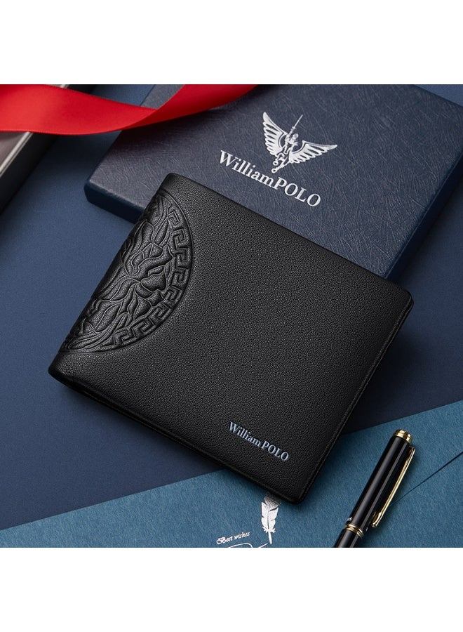 ويليامبولو رئيس طبقة جلد البقر محفظة قصيرة للرجال مع شعور الراقية، أسلوب الأعمال، محفظة الأزياء من الجلد الأصلي - Image 2