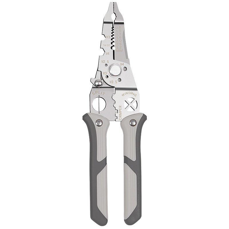 ATETO All in 1 Multifunction Stainless Steel Wire Stripper Wire Pliers Tool With Safety Latch for Electrician Cutter Pliers Splitter Winding Cable Crimper Pack of 1 - Image 1