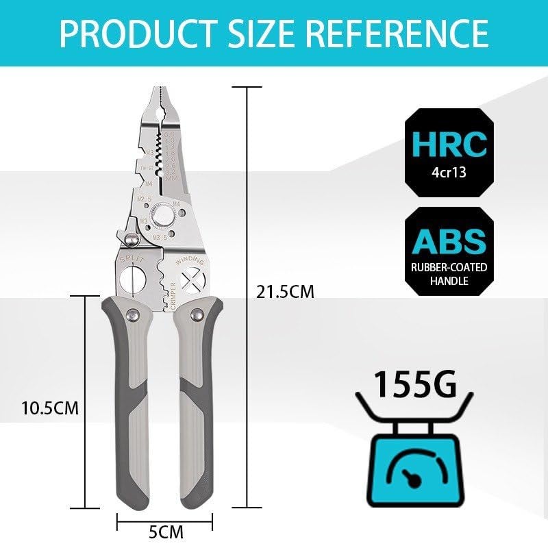 ATETO All in 1 Multifunction Stainless Steel Wire Stripper Wire Pliers Tool With Safety Latch for Electrician Cutter Pliers Splitter Winding Cable Crimper Pack of 1 - Image 3