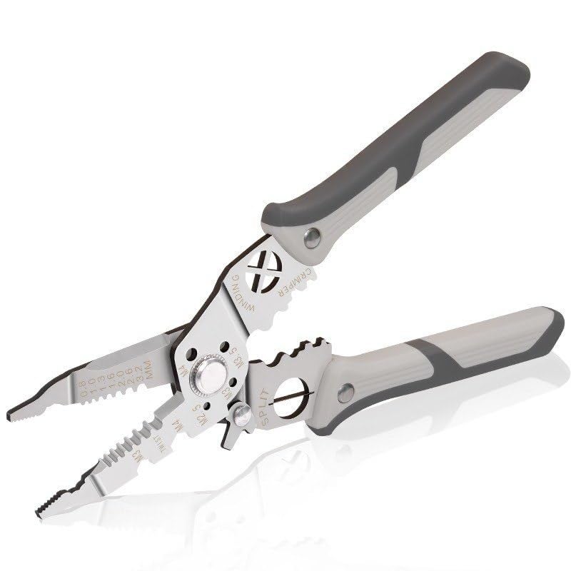 ATETO All in 1 Multifunction Stainless Steel Wire Stripper Wire Pliers Tool With Safety Latch for Electrician Cutter Pliers Splitter Winding Cable Crimper Pack of 1 - Image 2