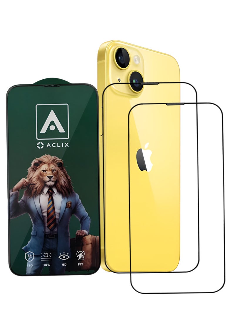 ACLIX 2 Pieces Antistatic ESD Dustproof Premium Quality High Definition Tempered Glass Screen Protector Designed For  iPhone 14 Plus - Image 1