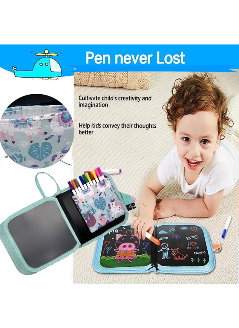 Erasable Doodle Book for Kids-Toddlers Activity Toys Reusable Drawing Pads with 12 Watercolor Pens, Preschool Travel Art Toy, Road Trip Car Game Writing Painting Set（Sea World）  - Image 2