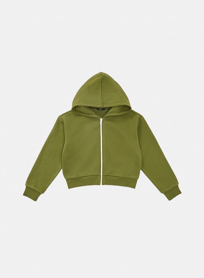 FOREVER 21 Girls Fleece Zip-Up Hoodie (Kids) - Image 1