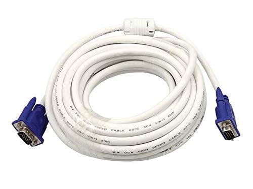 Pluto Accessories 10 Mtr VGA Male to VGA Male Cable .15 Pin Vga Cable for Projector, Laptop, CCTV, Computer, WHITE - Image 4