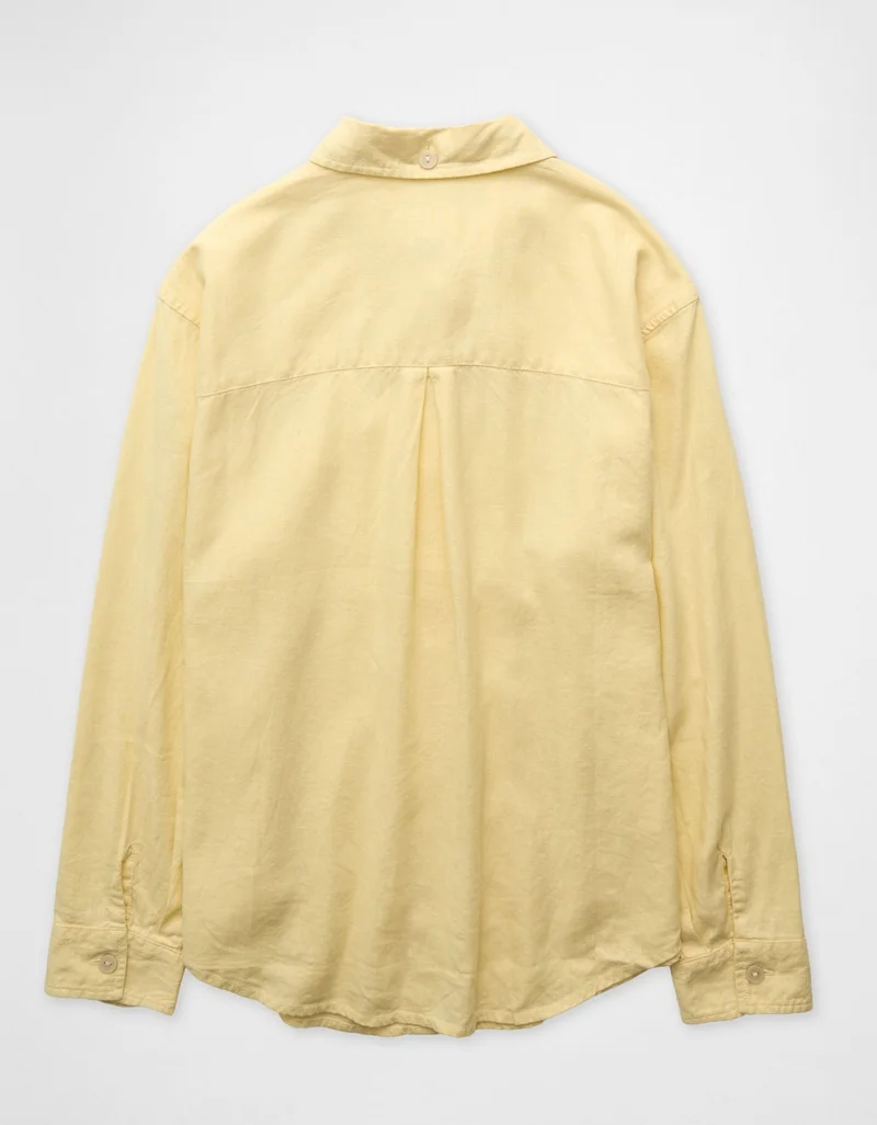 American Eagle  AE Oversized Linen-Blend Button-Up Shirt for Women | Best Price UAE