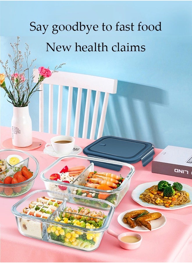 DUNISO 3 pieces glass kitchen meal preparation containers, 420ml, 650ml, with durable lock lids, meal preparation containers, children's and adult glass bento boxes, bento lunch boxes  - Image 5