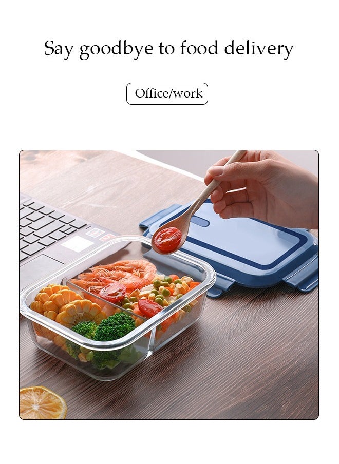 DUNISO - 3 pieces glass kitchen meal preparation containers, 420ml, 650ml, with durable lock lids, meal preparation containers, children's and adult glass bento boxes, bento lunch boxes - Image 1