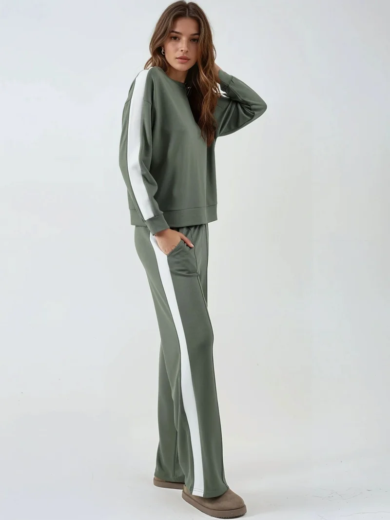 زوبعة طقم سويت شيرت وبنطلون بقصة عادية من مودال تاتش مجموعة بيرسان