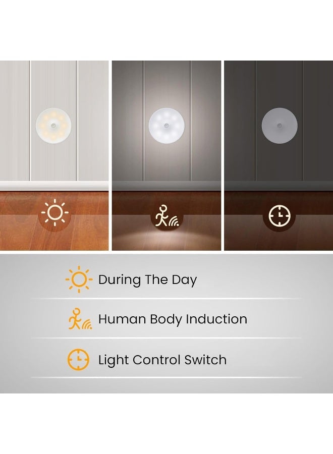 SKY-TOUCH 2 قطع ضوء الليل LED: ضوء حساس للحركة مصباح استشعار الجسم الذكي يعمل بالبطارية قابل لإعادة الشحن USB ضوء خزانة لاسلكي بـ 2 وضع لون للاستخدام في الدرج وغرفة النوم وغرفة المعيشة والحمام والمطبخ والمرآب وخزانة الملابس - Image 3