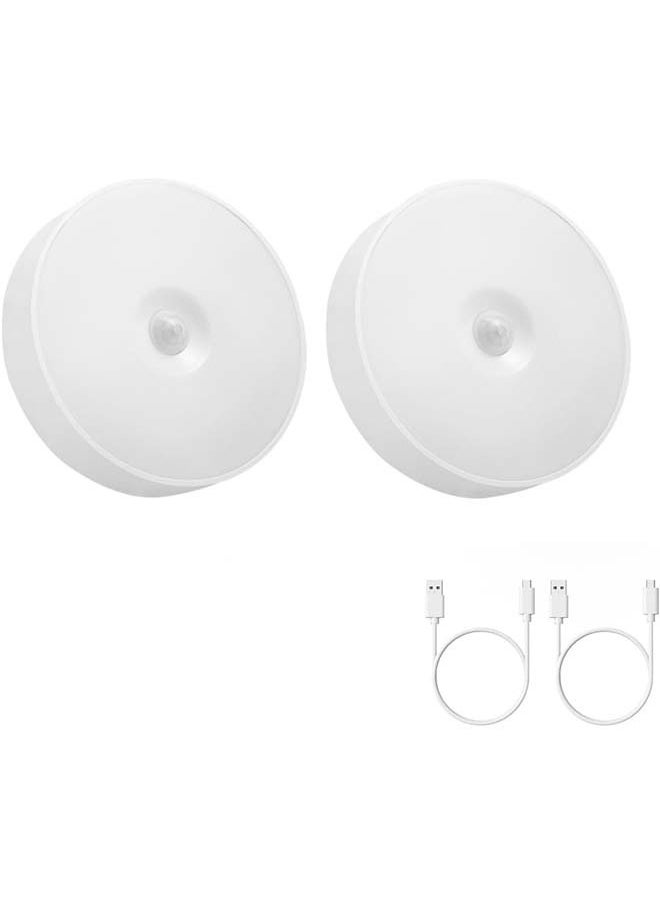 SKY-TOUCH 2Pcs Led Night Light : Motion Sensor Light Intelligent Body Induction Lamp USB Rechargeable Wireless Cabinet Light 2 Color Mode for Stair Bedroom LivingRoom Bathroom Kitchen Garage Wardrobe  - Image 1