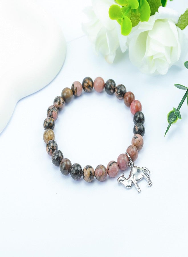 LIUANAN Spiritual Camel Bracelet for Women and Men, Picasso Jasper Natural Stone Beaded Bracelet, Healing Crystal Jewelry, Inspirational Gift for Strength, Patience, and Endurance (Camel) - Image 3