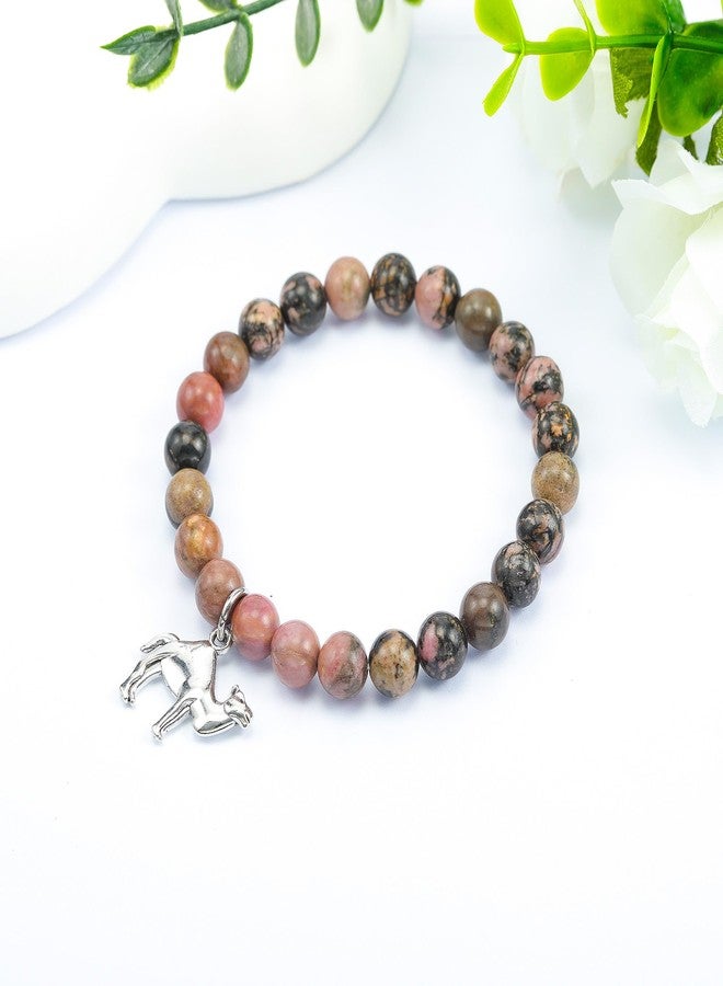 LIUANAN Spiritual Camel Bracelet for Women and Men, Picasso Jasper Natural Stone Beaded Bracelet, Healing Crystal Jewelry, Inspirational Gift for Strength, Patience, and Endurance (Camel) - Image 2