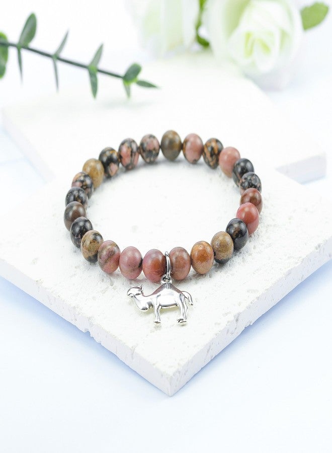 LIUANAN Spiritual Camel Bracelet for Women and Men, Picasso Jasper Natural Stone Beaded Bracelet, Healing Crystal Jewelry, Inspirational Gift for Strength, Patience, and Endurance (Camel) - Image 4