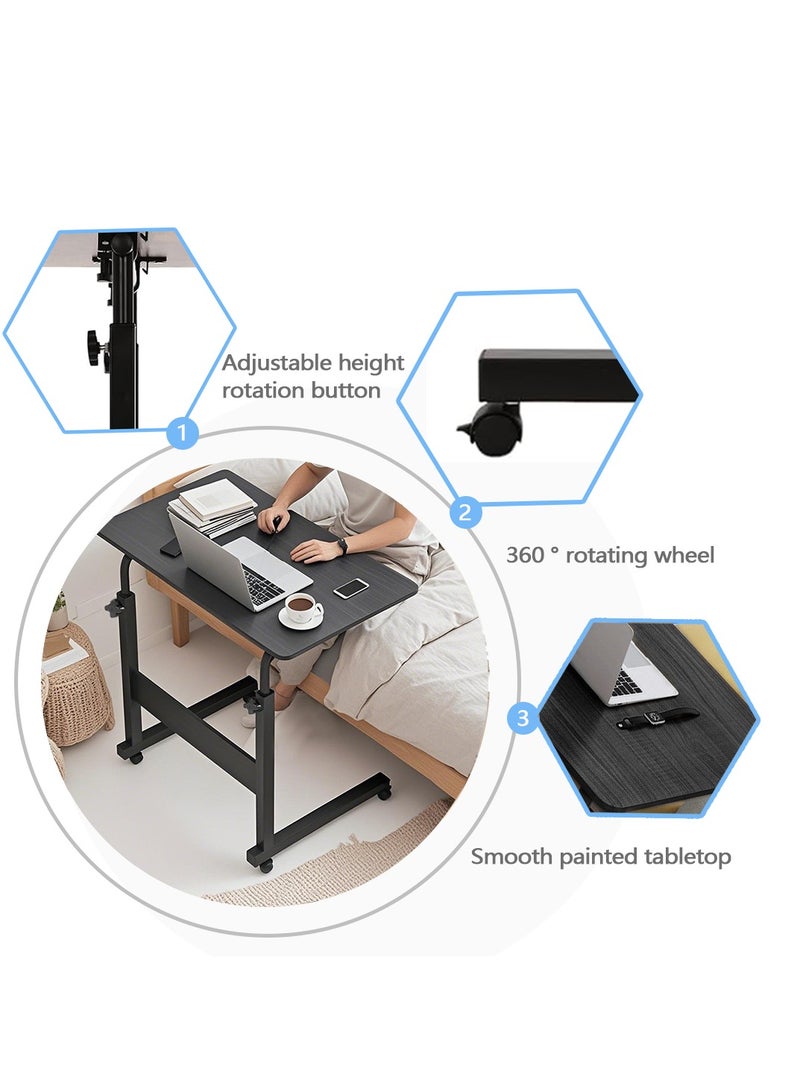 Yolu Adjustable Home Office Desk,Portable Bedside Laptop Table, Height-Adjustable Study Computer Desk for Small Spaces, Movable Sofa Side Table on Wheels - Image 3