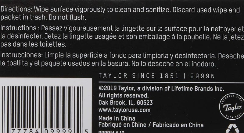 Taylor Precision Products HACCP Thermometer Probe Wipes - 100 Single-Use Wipes - Image 4