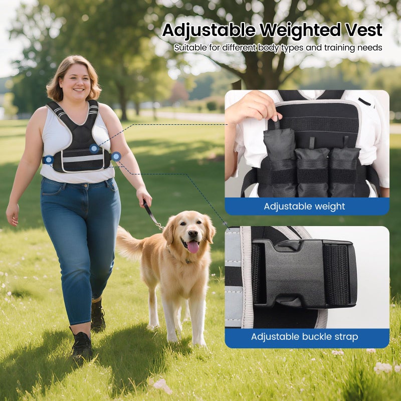 AUGOSTA Adjustable Weighted Vest Woman 4-10lb/12-18lb/20-32lb Weighted Vest Men with 6 Ironsand Weights, Shoulder Pads and Large Pocket for Walking Running Crossfit Strength Training, 12-18lb - Image 5