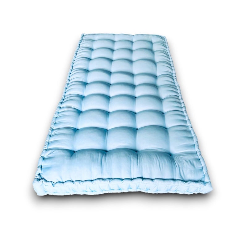 ATOOTFUSION Soft Cotton Floor Box Mattress, 5-Inch Thick, Foldable, Movable Medium Firm, Solid Colored Bed Mattress (Sky Blue, Small Single Bed 36X72X5 Inches) - Image 2