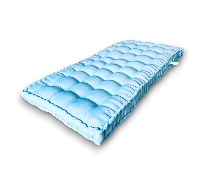 ATOOTFUSION Soft Cotton Floor Box Mattress, 5-Inch Thick, Foldable, Movable Medium Firm, Solid Colored Bed Mattress (Sky Blue, Small Single Bed 36X72X5 Inches) - Image 1