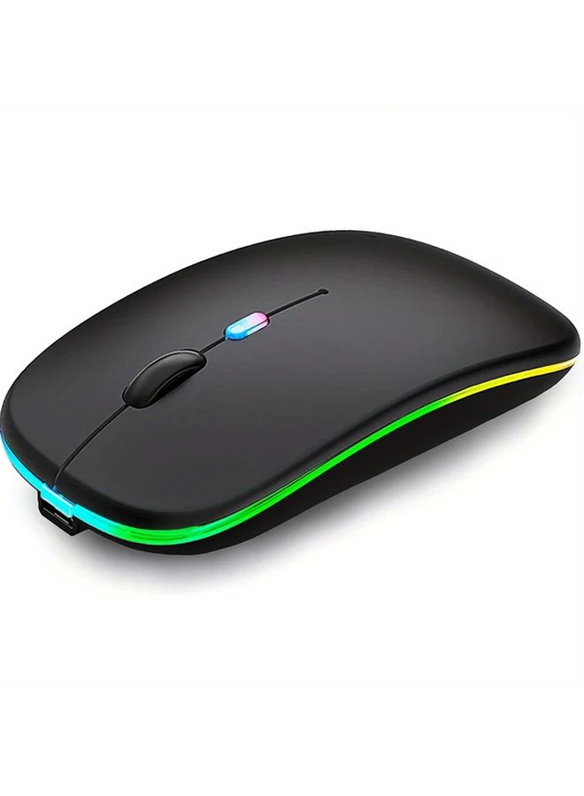Silvery Wireless Mouse Rechargeable LED Silent Ultra Thin For Laptop Gaming Office - Image 1