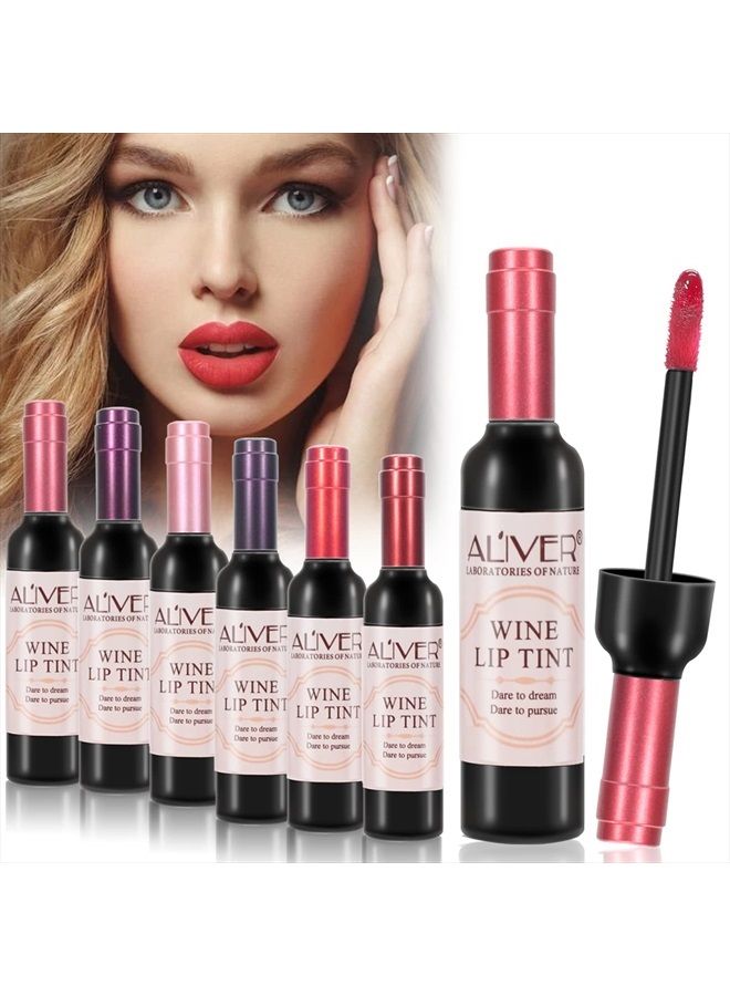 kizenka Wine Lip Tint 6 Colors, Lip Stain Set Long Lasting Liquid Lipstick, Waterproof and Moiturizing Matte Lip Gloss Set for Women Makeup - 6 Colors - Image 1