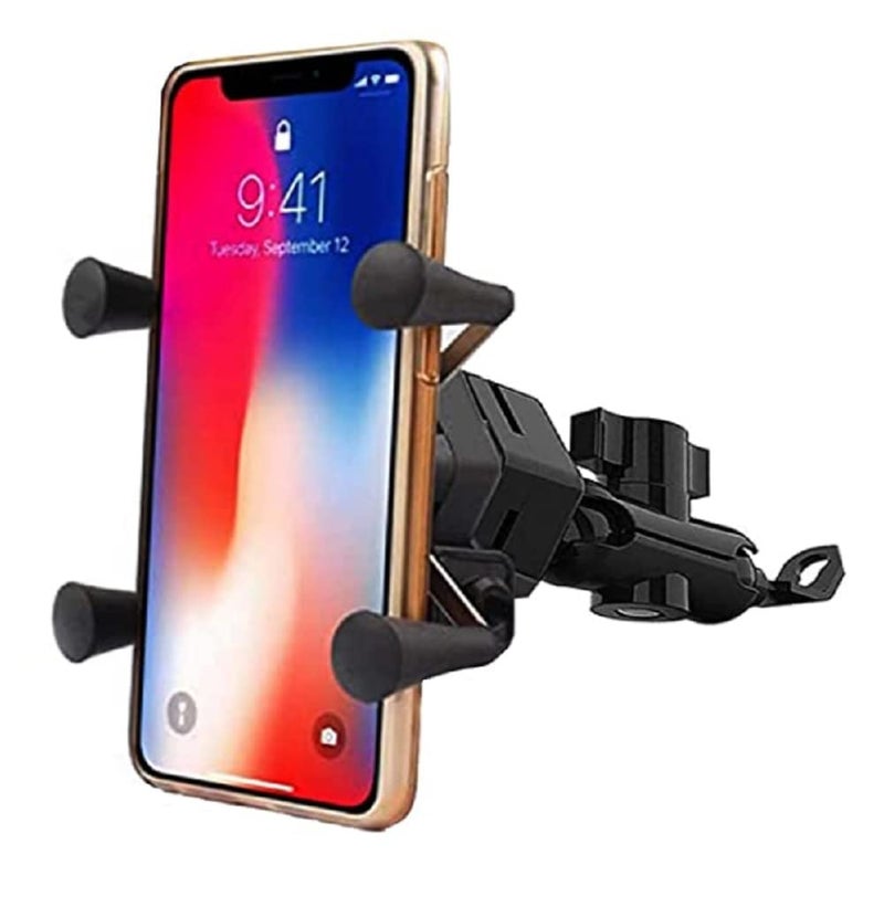 Wavva® Universal X-Grip Spider Mobile Holder Bike Cell Phone Spider Adustable Multi-Functional Mobile Holder X Grip Handlebar Mount Smartphone Holder Without Charger -Black - Image 2
