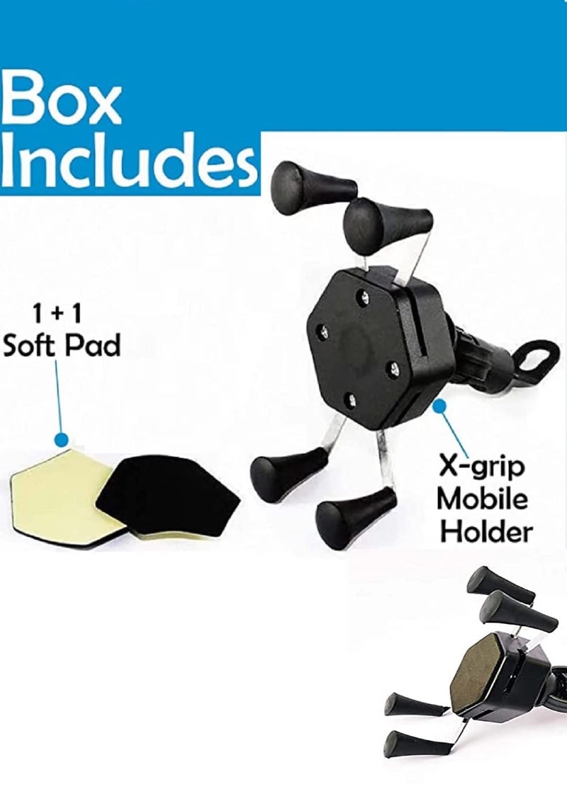Wavva® Universal X-Grip Spider Mobile Holder Bike Cell Phone Spider Adustable Multi-Functional Mobile Holder X Grip Handlebar Mount Smartphone Holder Without Charger -Black - Image 3
