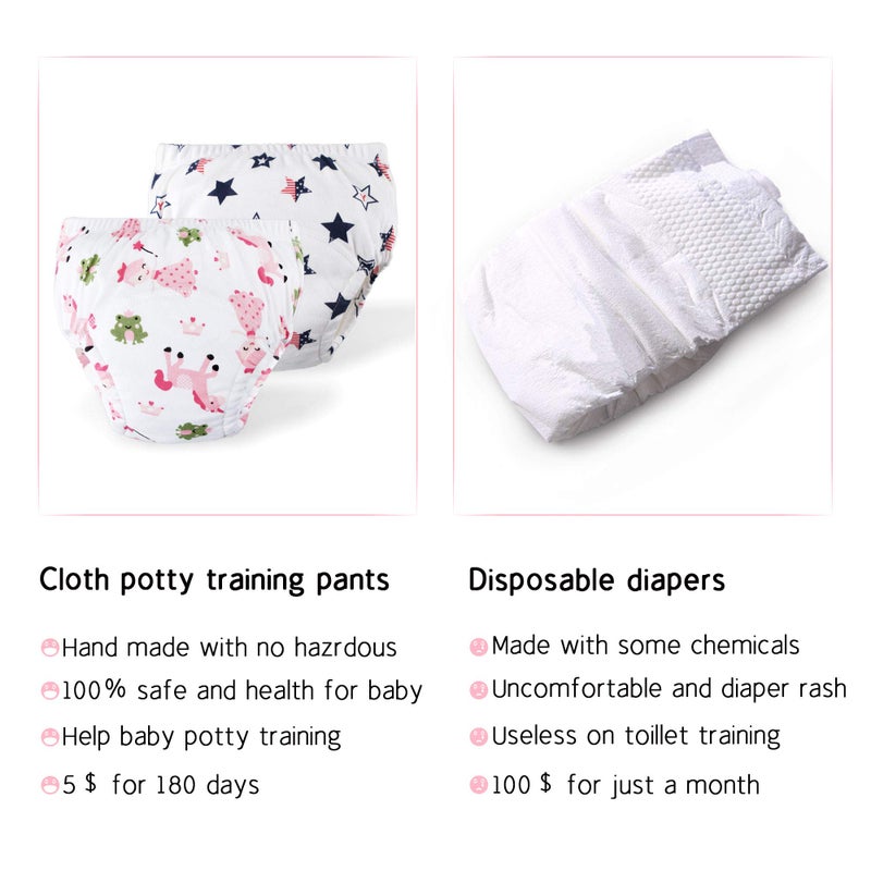 U0U Toddler Girls Training Pants 4 Pack,Baby Girl Cotton Training Underwear,Potty Training Underwear Toddler 2T Multicolor - Image 3